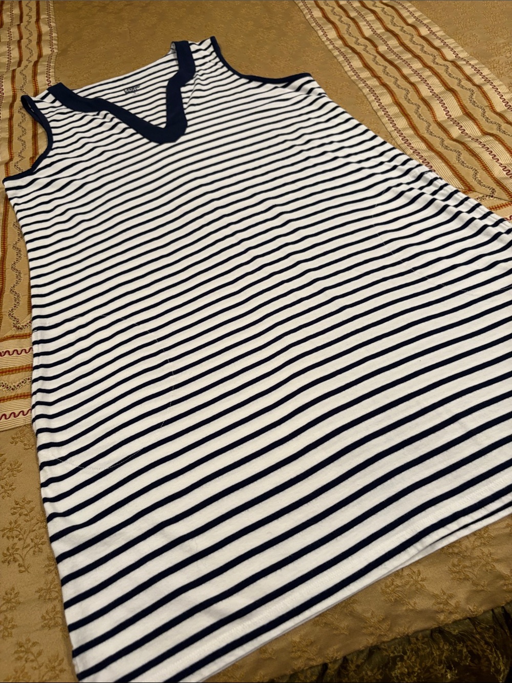 Lands’ End Casual Dress, Cotton, Sleeveless, Side Pockets, XL